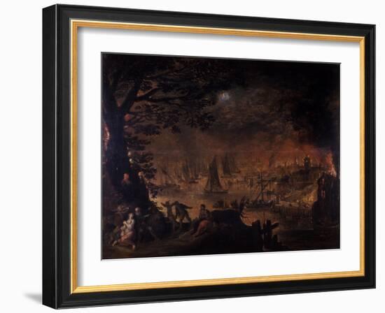 Burning Town by the Sea-Josse de Momper the Younger-Framed Giclee Print