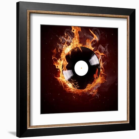 Burning Vinyl Disc-Hot Hits-Kesu01-Framed Art Print