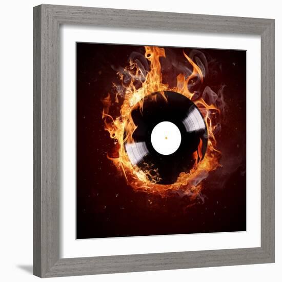 Burning Vinyl Disc-Hot Hits-Kesu01-Framed Art Print