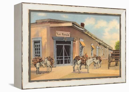 Burros with Firewood, La Fonda, Santa Fe, New Mexico-null-Framed Stretched Canvas