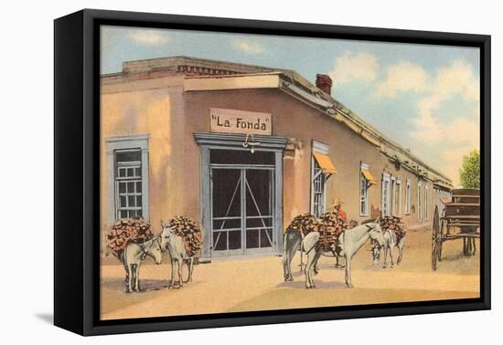 Burros with Firewood, La Fonda, Santa Fe, New Mexico-null-Framed Stretched Canvas