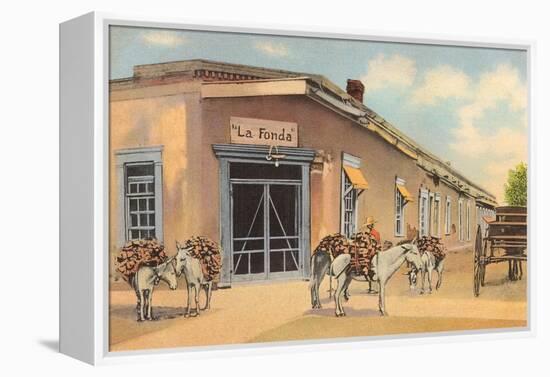 Burros with Firewood, La Fonda, Santa Fe, New Mexico-null-Framed Stretched Canvas