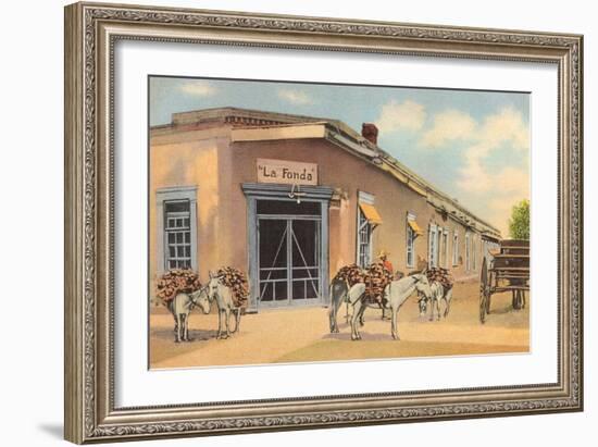 Burros with Firewood, La Fonda, Santa Fe, New Mexico-null-Framed Art Print