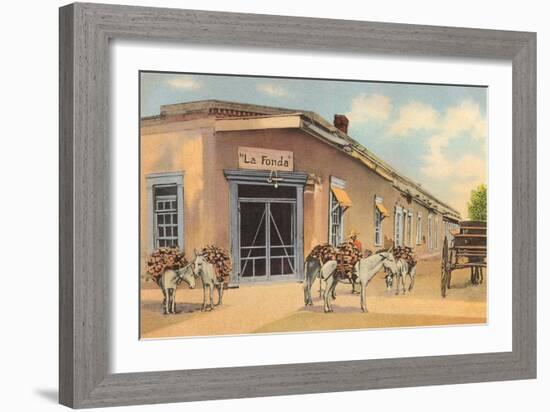 Burros with Firewood, La Fonda, Santa Fe, New Mexico-null-Framed Art Print