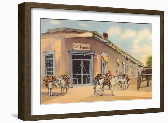 Burros with Firewood, La Fonda, Santa Fe, New Mexico-null-Framed Art Print