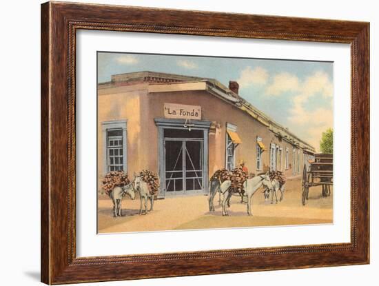 Burros with Firewood, La Fonda, Santa Fe, New Mexico-null-Framed Art Print