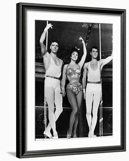 Burt Lancaster, Gina Lollobrigida, Tony Curtis, Trapeze, 1956-null-Framed Photographic Print