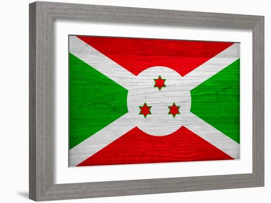 Burundi Flag Design with Wood Patterning - Flags of the World Series-Philippe Hugonnard-Framed Premium Giclee Print