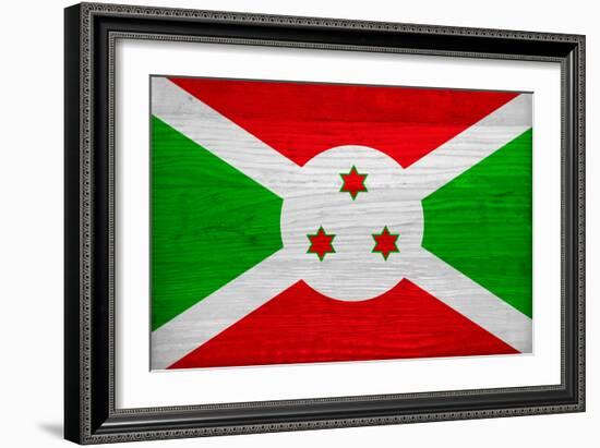Burundi Flag Design with Wood Patterning - Flags of the World Series-Philippe Hugonnard-Framed Premium Giclee Print