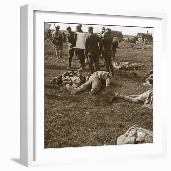 Burying bodies, Sainte-Marie-à-Py, northern France, c1914-c1918-Unknown-Framed Photographic Print