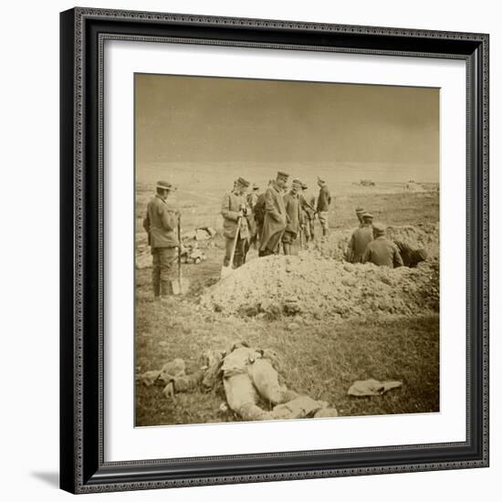 Burying bodies, Sainte-Marie-à-Py, northern France, c1914-c1918-Unknown-Framed Photographic Print
