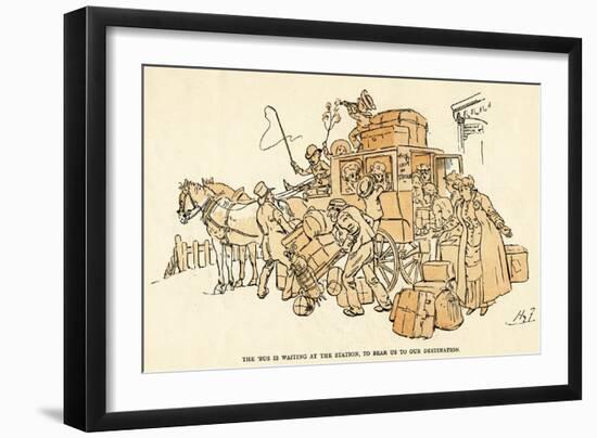 Bus Coach Been over Loaded with Luggage and Children-Harry Furniss-Framed Art Print