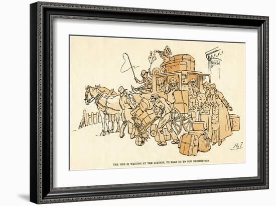 Bus Coach Been over Loaded with Luggage and Children-Harry Furniss-Framed Art Print