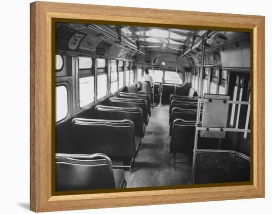 Bus Driver on Empty Bus During Boycotting by African Americans-null-Framed Premier Image Canvas
