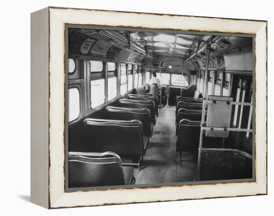 Bus Driver on Empty Bus During Boycotting by African Americans-null-Framed Premier Image Canvas