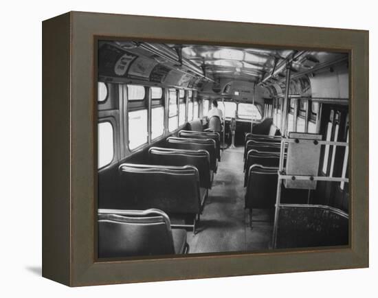 Bus Driver on Empty Bus During Boycotting by African Americans-null-Framed Premier Image Canvas