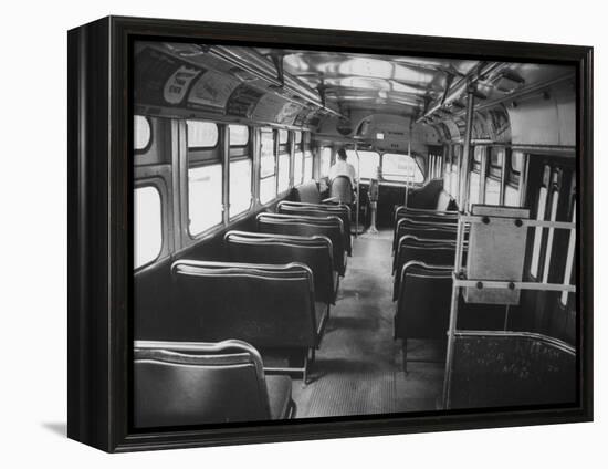 Bus Driver on Empty Bus During Boycotting by African Americans-null-Framed Premier Image Canvas