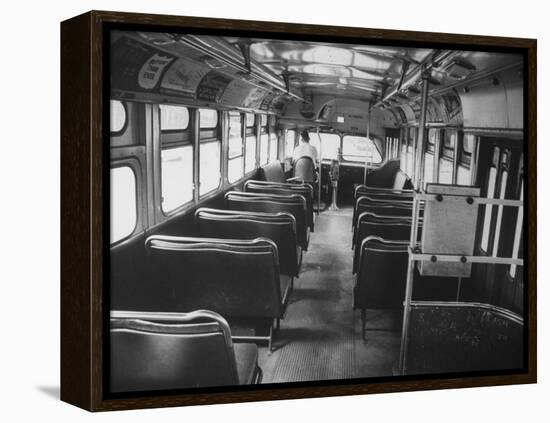 Bus Driver on Empty Bus During Boycotting by African Americans-null-Framed Premier Image Canvas