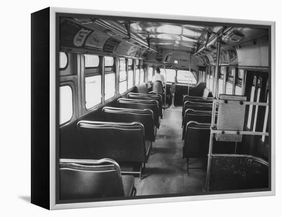 Bus Driver on Empty Bus During Boycotting by African Americans-null-Framed Premier Image Canvas