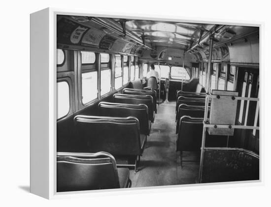 Bus Driver on Empty Bus During Boycotting by African Americans-null-Framed Premier Image Canvas