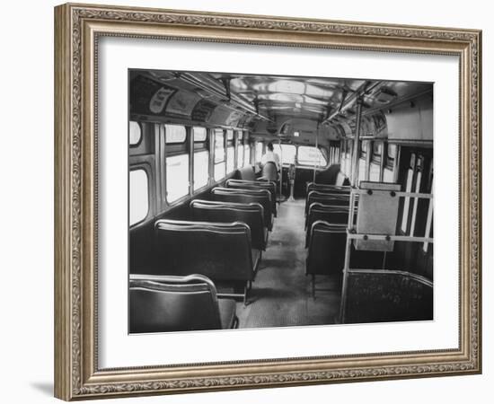 Bus Driver on Empty Bus During Boycotting by African Americans-null-Framed Photographic Print