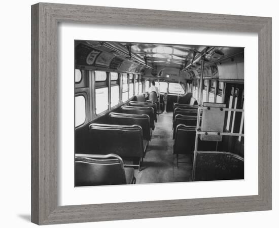 Bus Driver on Empty Bus During Boycotting by African Americans-null-Framed Photographic Print