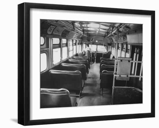 Bus Driver on Empty Bus During Boycotting by African Americans-null-Framed Photographic Print