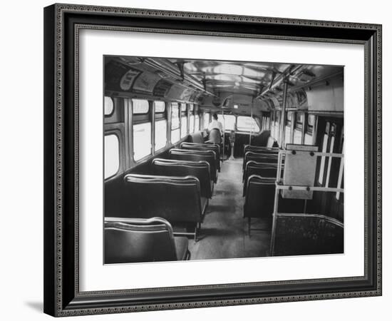 Bus Driver on Empty Bus During Boycotting by African Americans-null-Framed Photographic Print