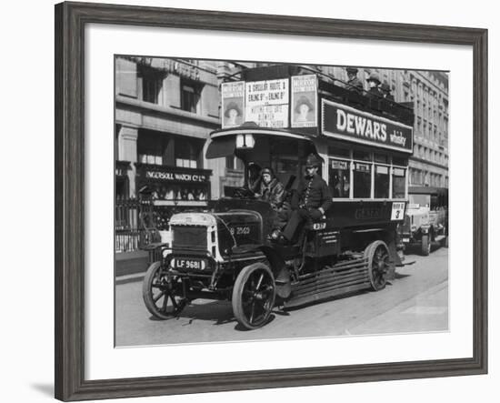 Bus Gets Police Protection During the General Strike-null-Framed Photographic Print