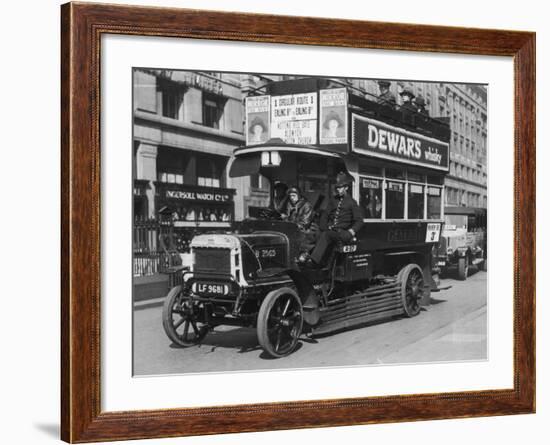 Bus Gets Police Protection During the General Strike-null-Framed Photographic Print