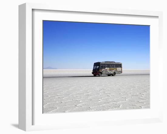 Bus on Salar de Uyuni, the Largest Salt Flat in the World, South West Bolivia, South America-Simon Montgomery-Framed Photographic Print