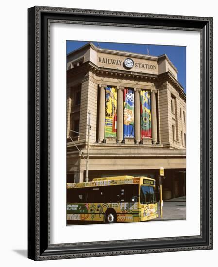 Bus Passing the Railway Station, Adelaide, South Australia, Australia-Neale Clarke-Framed Photographic Print