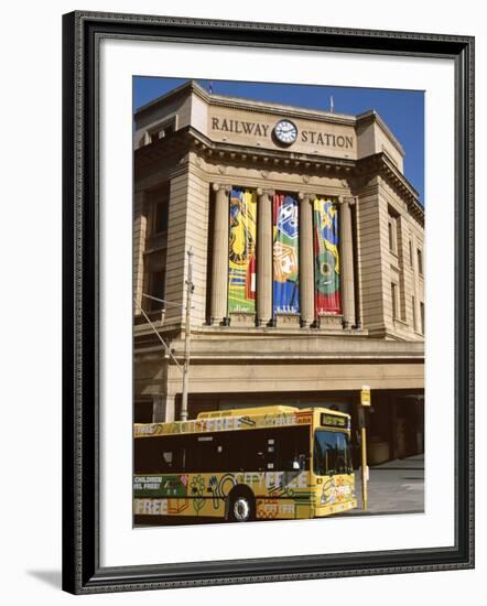 Bus Passing the Railway Station, Adelaide, South Australia, Australia-Neale Clarke-Framed Photographic Print
