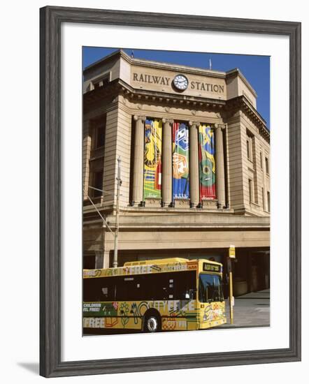 Bus Passing the Railway Station, Adelaide, South Australia, Australia-Neale Clarke-Framed Photographic Print