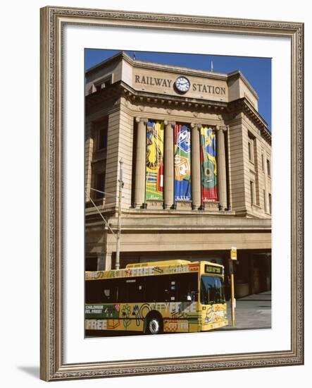 Bus Passing the Railway Station, Adelaide, South Australia, Australia-Neale Clarke-Framed Photographic Print