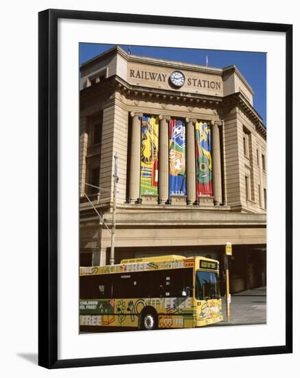 Bus Passing the Railway Station, Adelaide, South Australia, Australia-Neale Clarke-Framed Photographic Print