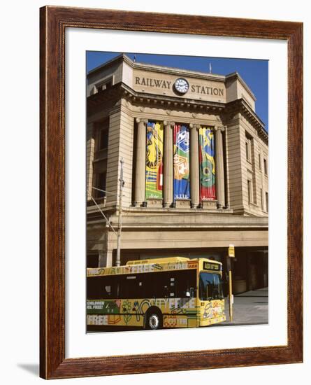 Bus Passing the Railway Station, Adelaide, South Australia, Australia-Neale Clarke-Framed Photographic Print