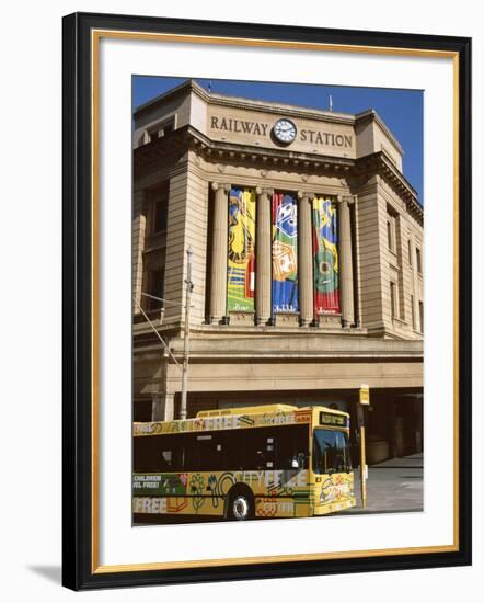 Bus Passing the Railway Station, Adelaide, South Australia, Australia-Neale Clarke-Framed Photographic Print