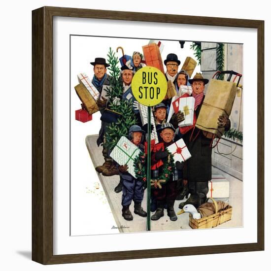 "Bus Stop at Christmas", December 13, 1952-Stevan Dohanos-Framed Giclee Print