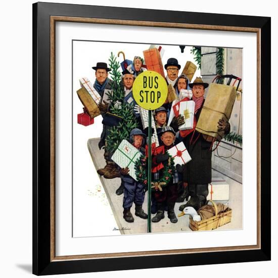 "Bus Stop at Christmas", December 13, 1952-Stevan Dohanos-Framed Giclee Print