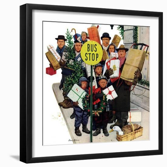 "Bus Stop at Christmas", December 13, 1952-Stevan Dohanos-Framed Giclee Print