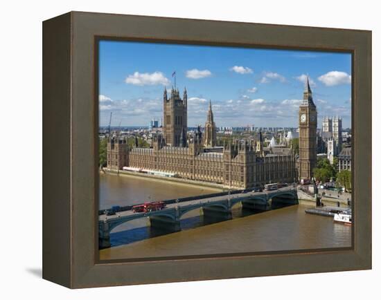 Buses Crossing Westminster Bridge by Houses of Parliament, London, England, United Kingdom, Europe-Walter Rawlings-Framed Premier Image Canvas