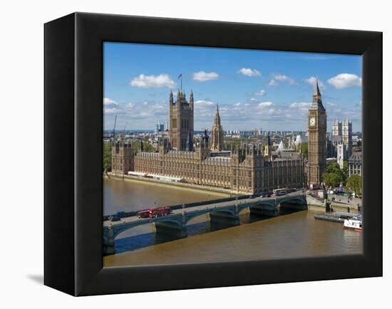 Buses Crossing Westminster Bridge by Houses of Parliament, London, England, United Kingdom, Europe-Walter Rawlings-Framed Premier Image Canvas