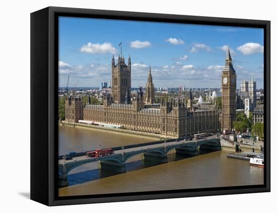 Buses Crossing Westminster Bridge by Houses of Parliament, London, England, United Kingdom, Europe-Walter Rawlings-Framed Premier Image Canvas