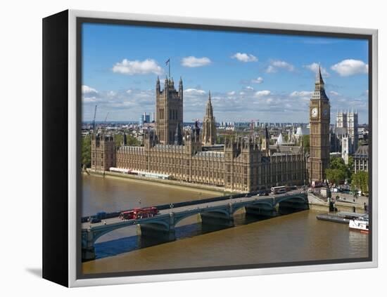 Buses Crossing Westminster Bridge by Houses of Parliament, London, England, United Kingdom, Europe-Walter Rawlings-Framed Premier Image Canvas