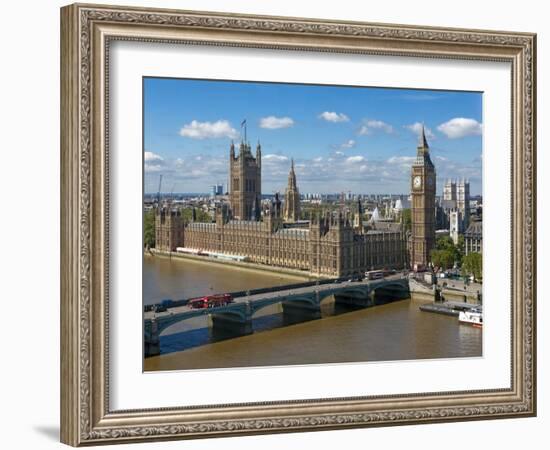 Buses Crossing Westminster Bridge by Houses of Parliament, London, England, United Kingdom, Europe-Walter Rawlings-Framed Photographic Print