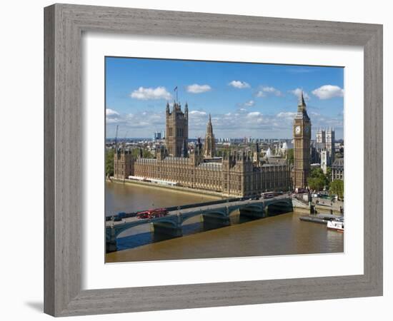 Buses Crossing Westminster Bridge by Houses of Parliament, London, England, United Kingdom, Europe-Walter Rawlings-Framed Photographic Print