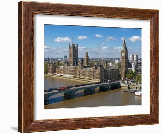 Buses Crossing Westminster Bridge by Houses of Parliament, London, England, United Kingdom, Europe-Walter Rawlings-Framed Photographic Print