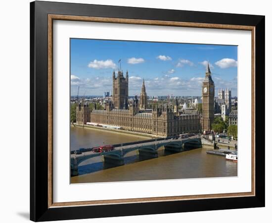 Buses Crossing Westminster Bridge by Houses of Parliament, London, England, United Kingdom, Europe-Walter Rawlings-Framed Photographic Print