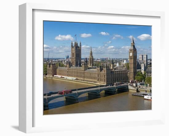 Buses Crossing Westminster Bridge by Houses of Parliament, London, England, United Kingdom, Europe-Walter Rawlings-Framed Photographic Print